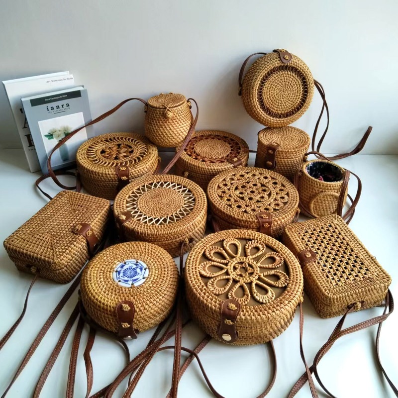 Circle Round Bag - Sac à main en paille tressé