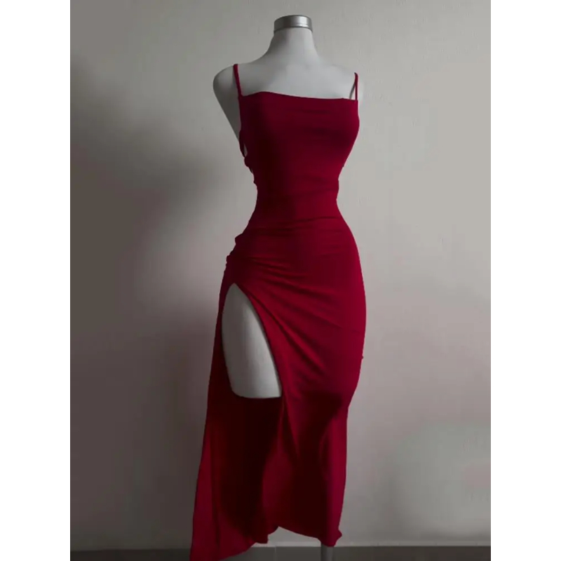 Robe fendue à bretelles, Sexy, - Women Bags Winners avis et prix